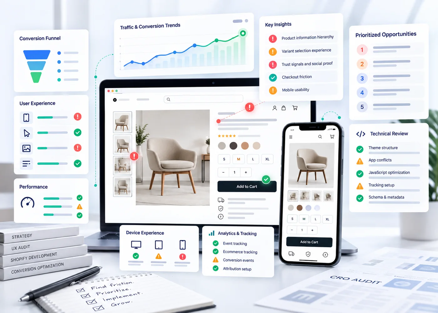 Shopify CRO audit with UX analytics performance and conversion findings